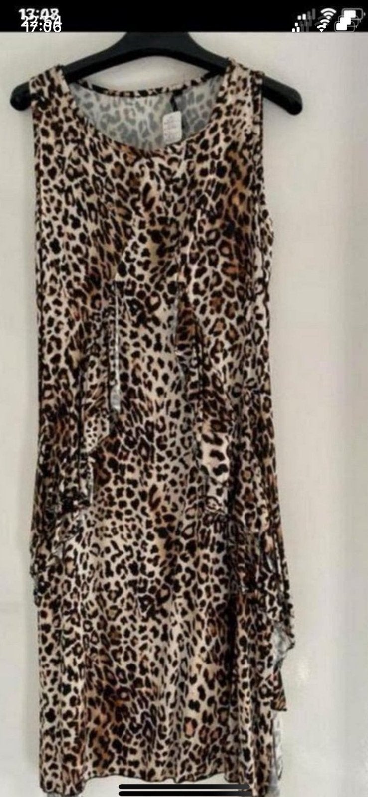 Leopardprint jurk met ruches-Maat M nieuw, Meerkleurig, Nieuw, Onder de knie, Ophalen
