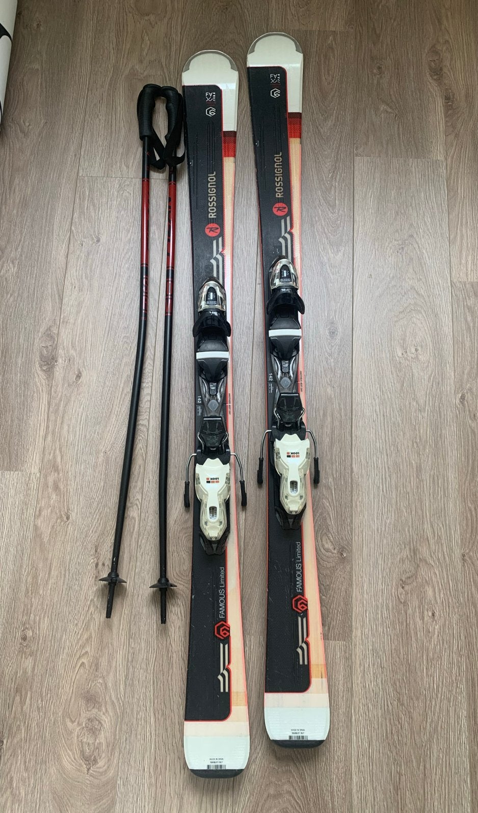 Mooie Rossignol Famous Limited carveski's 142 cm met stokken, Ophalen, 140 tot 160 cm, Gebruikt, Rossignol