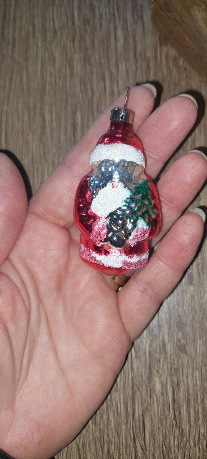 antieke Kerstbal-Kerstman rood/zilver, Ophalen of Verzenden
