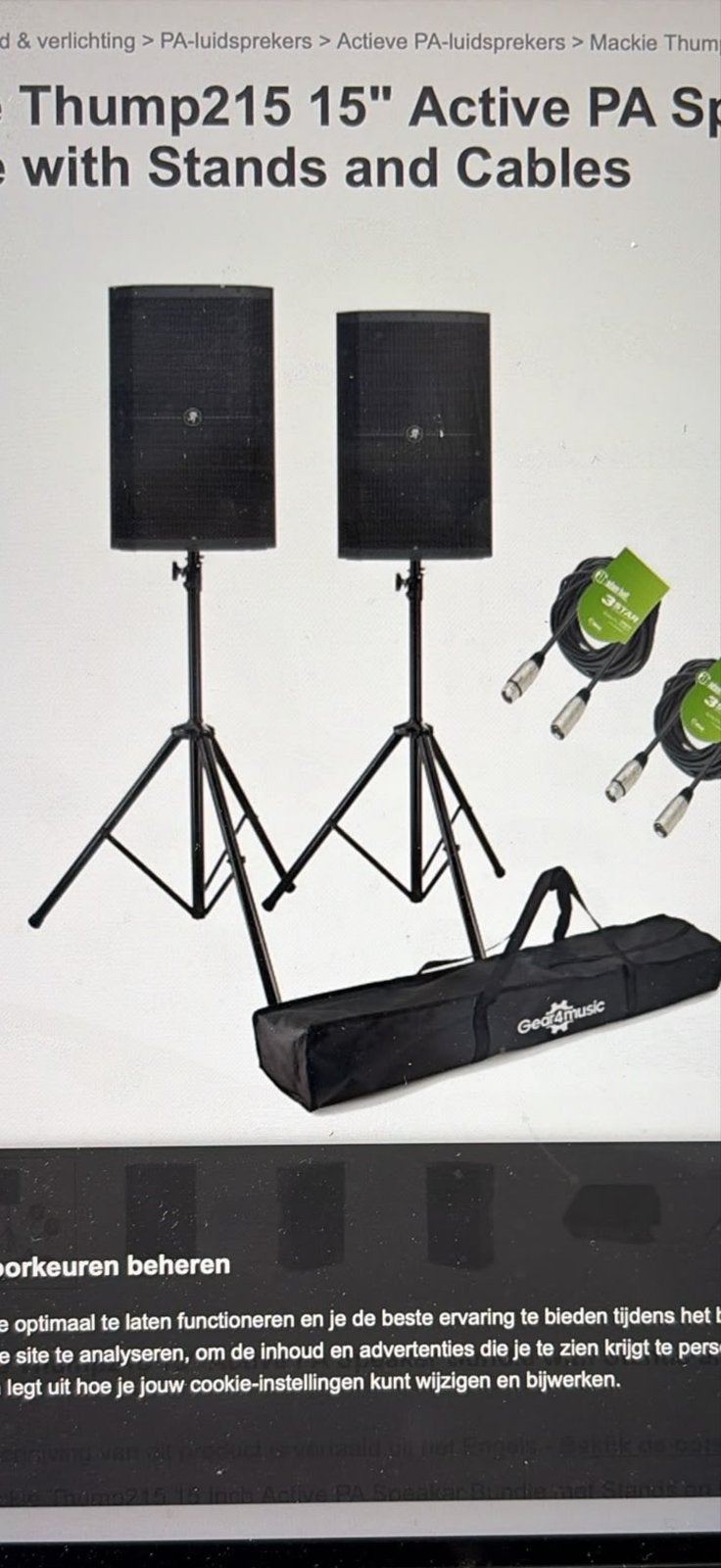 Mackie Thump215 PA-luidsprekers met subwoofer en statieven, Ophalen, Gebruikt