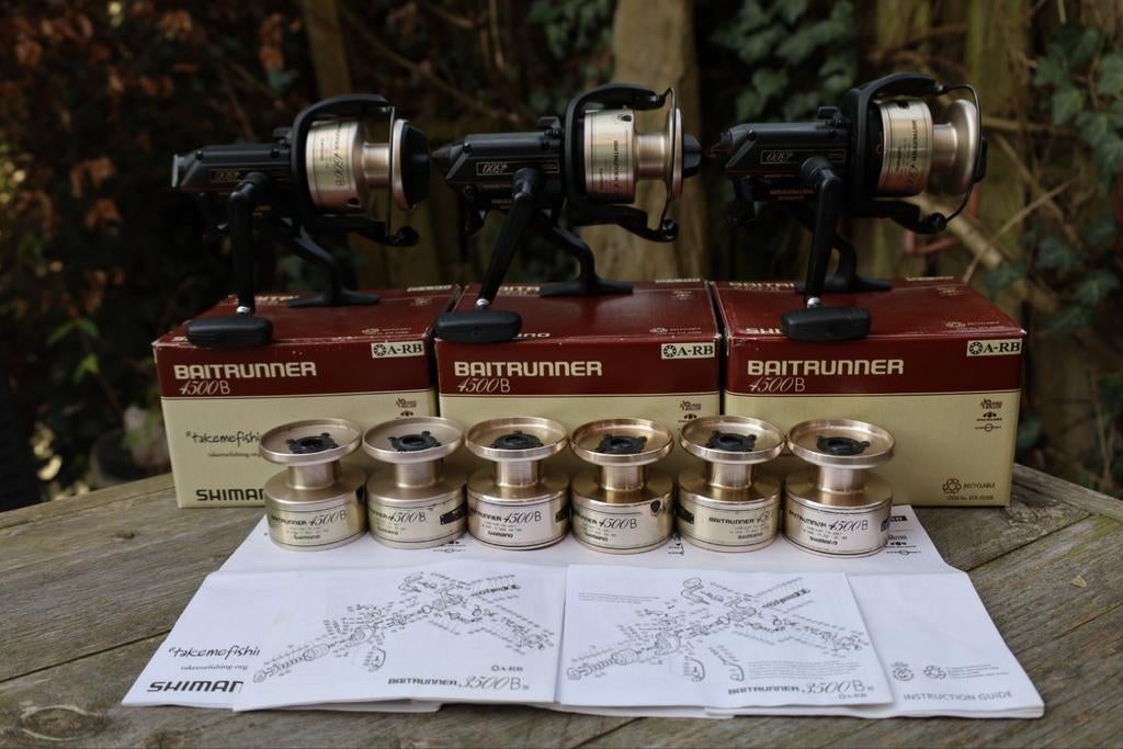 3x Shimano baitrunner 4500b molens, Watersport en Boten, Hengelsport | Karpervissen, Zo goed als nieuw, Molen, Ophalen of Verzenden