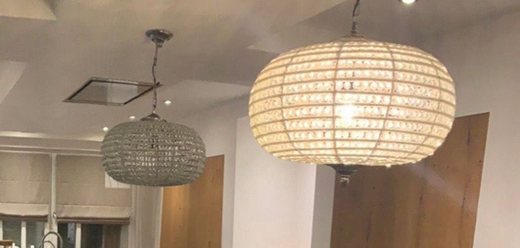 2 kristallen hanglampen van Rofra Home, Huis en Inrichting, Ophalen, Zo goed als nieuw, Glas