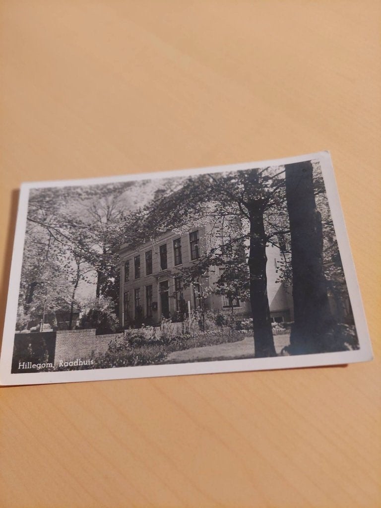 kaart . Hillegom raadhuis, Ophalen of Verzenden, 1940 tot 1960, Gelopen, Gebouw