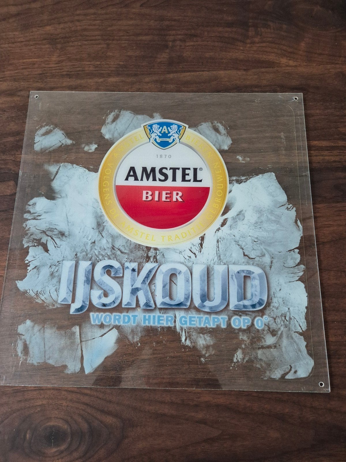 Amstel Bier Reclamebord - 43x43 cm, Verzamelen, Ophalen of Verzenden, Gebruikt, Reclamebord, Plaat of Schild, Amstel