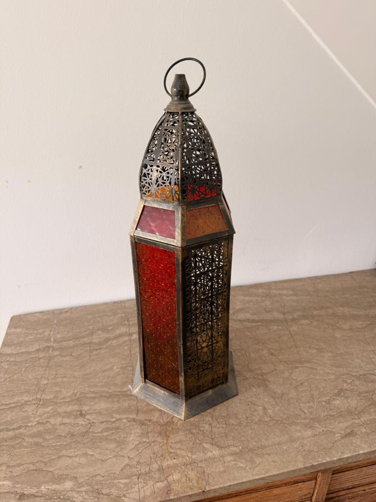 Oosterse Marokkaanse Lantaarn met Gekleurd Glas, Ophalen, Gebruikt