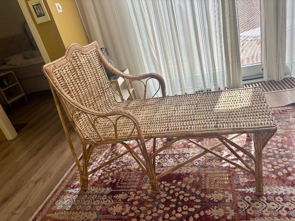 Rotan chaise longue, Huis en Inrichting, Banken | Sofa's en Chaises Longues, Ophalen, Eenpersoons, Zo goed als nieuw, Minder dan 150 cm