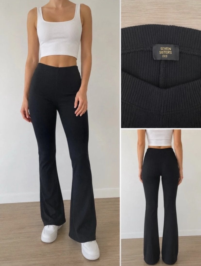 Seven Sisters Zwarte Flared Broek - Maat XXS, Kleding | Dames, Zwart, Ophalen of Verzenden, Maat 34 (XS) of kleiner, Lang