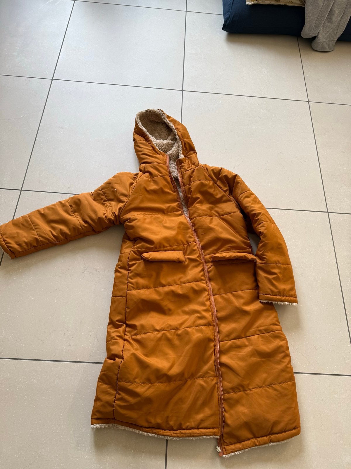 Omkeerbare gewatteerde jas met teddy voering(nieuw maat s), Ophalen of Verzenden, Zo goed als nieuw, Maat 38/40 (M), Oranje