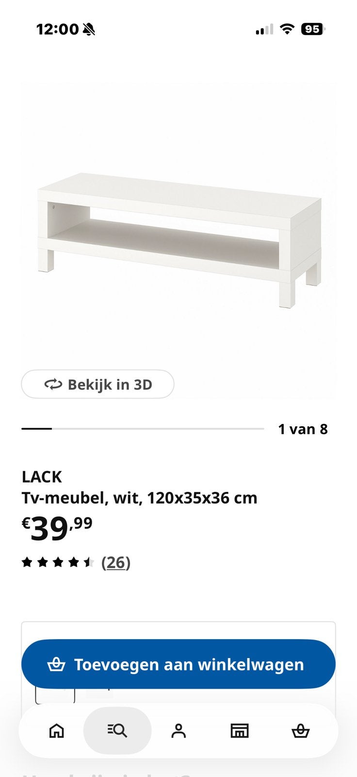 Ikea Lack tv-meubel 120 cm, Ophalen, Zo goed als nieuw