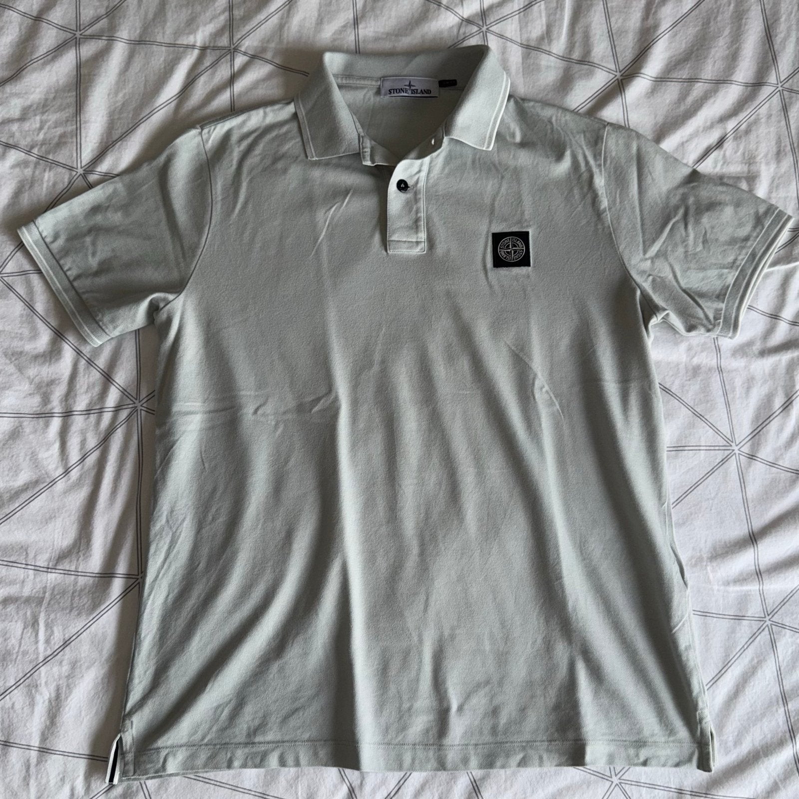 Stone Island Polo Slim Fit XL Lichtgrijs/blauw, Ophalen of Verzenden, Zo goed als nieuw, Maat 56/58 (XL), Grijs