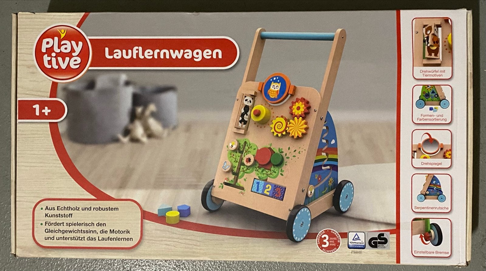 Playtive Houten Loopwagen met Activiteitenbord 1+, Kinderen en Baby's, Ophalen of Verzenden, Zo goed als nieuw, Jongen of Meisje