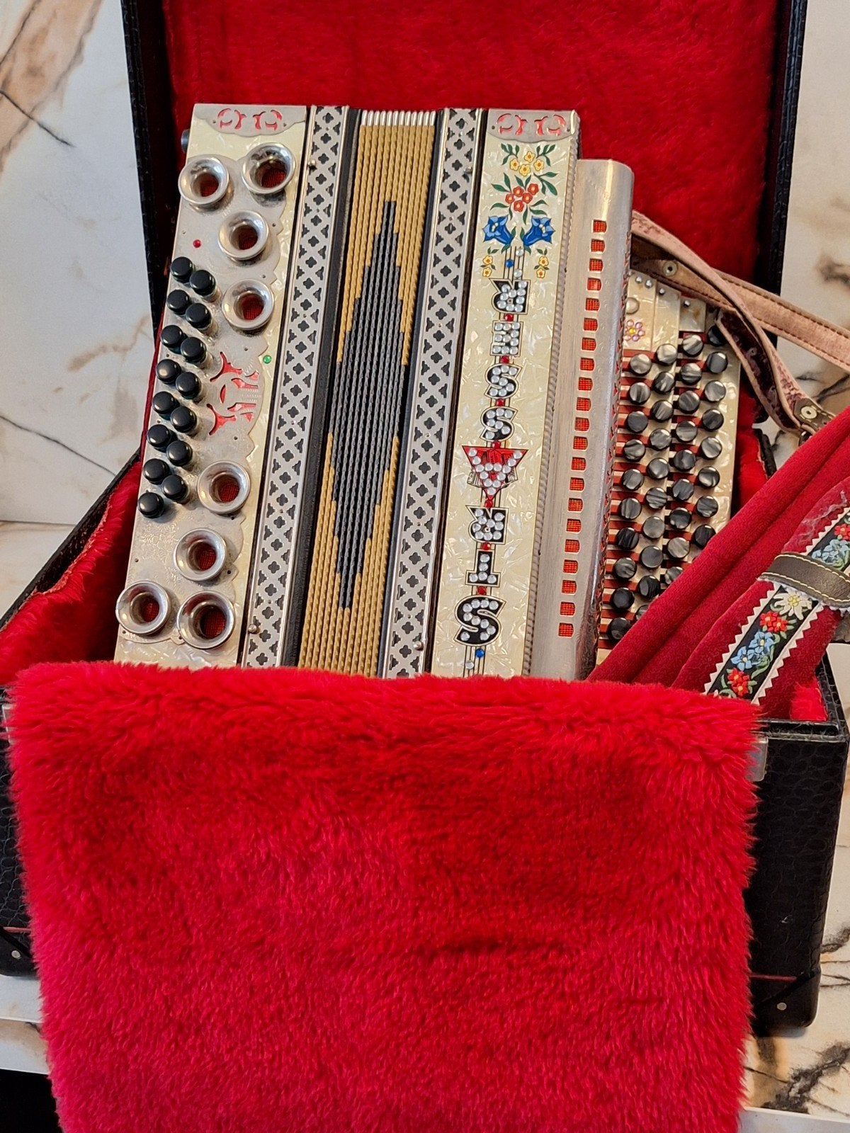 Strasser de luxe  - G-C-F-B(Bb) steirische harmonica, Overige formaten, Met koffer, Zo goed als nieuw, Knopaccordeon