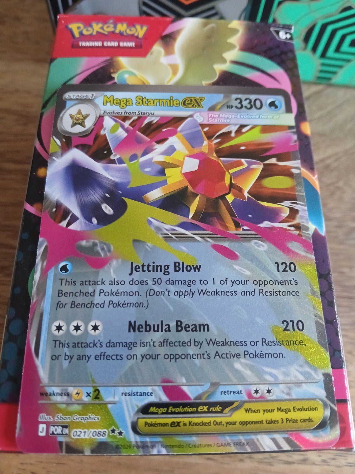 Mega Starmie EX 021/088 Pokémon Kaart, Ophalen of Verzenden, Zo goed als nieuw, Losse kaart, Foil