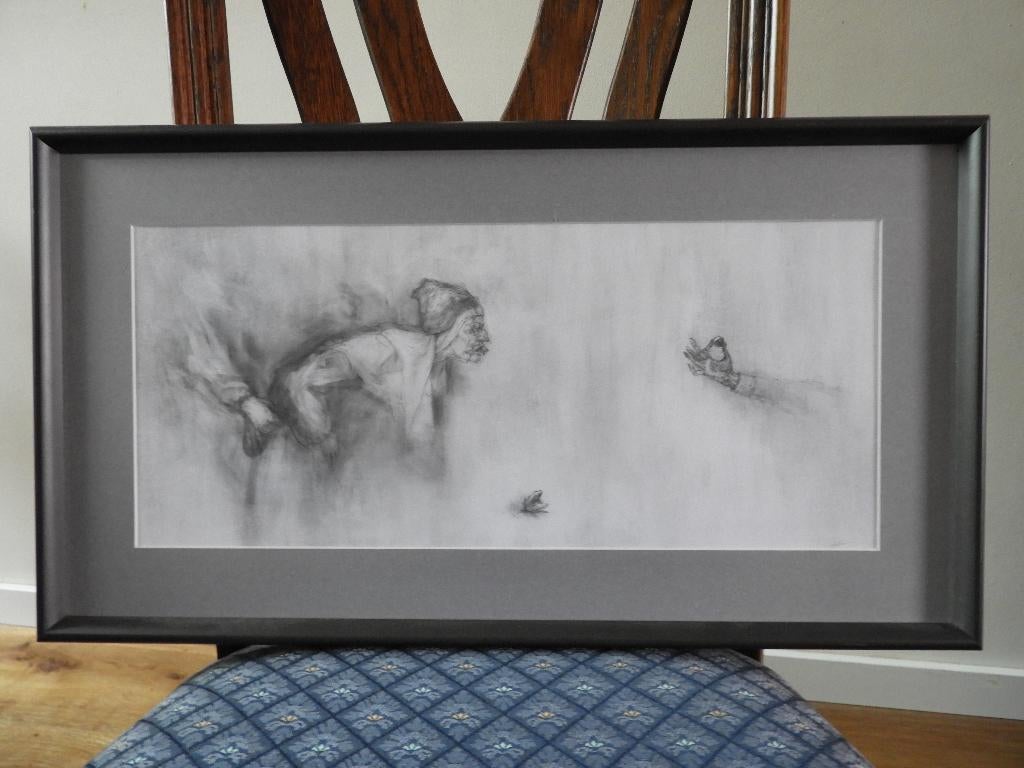 ingelijste (studie?) tekening - Gesigneerd, Antiek en Kunst, Ophalen of Verzenden
