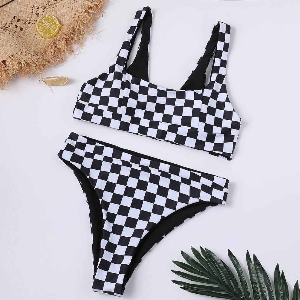 Zwart wit geblokte bikini dames vrouwen zwarte witte, Verzenden, Nieuw, Meerkleurig, Bikini