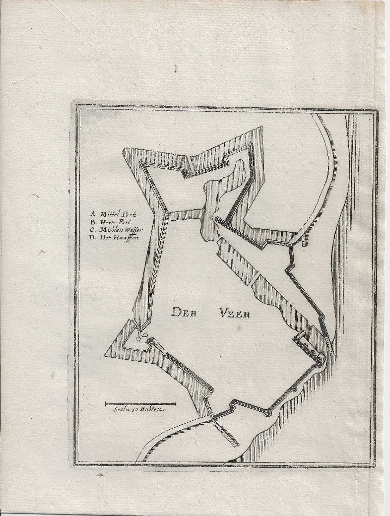 Veere Vestingkaart De Veer Caspar Merian 1659, Cartografie, 17 cm, Gravure, 1600 - 1699