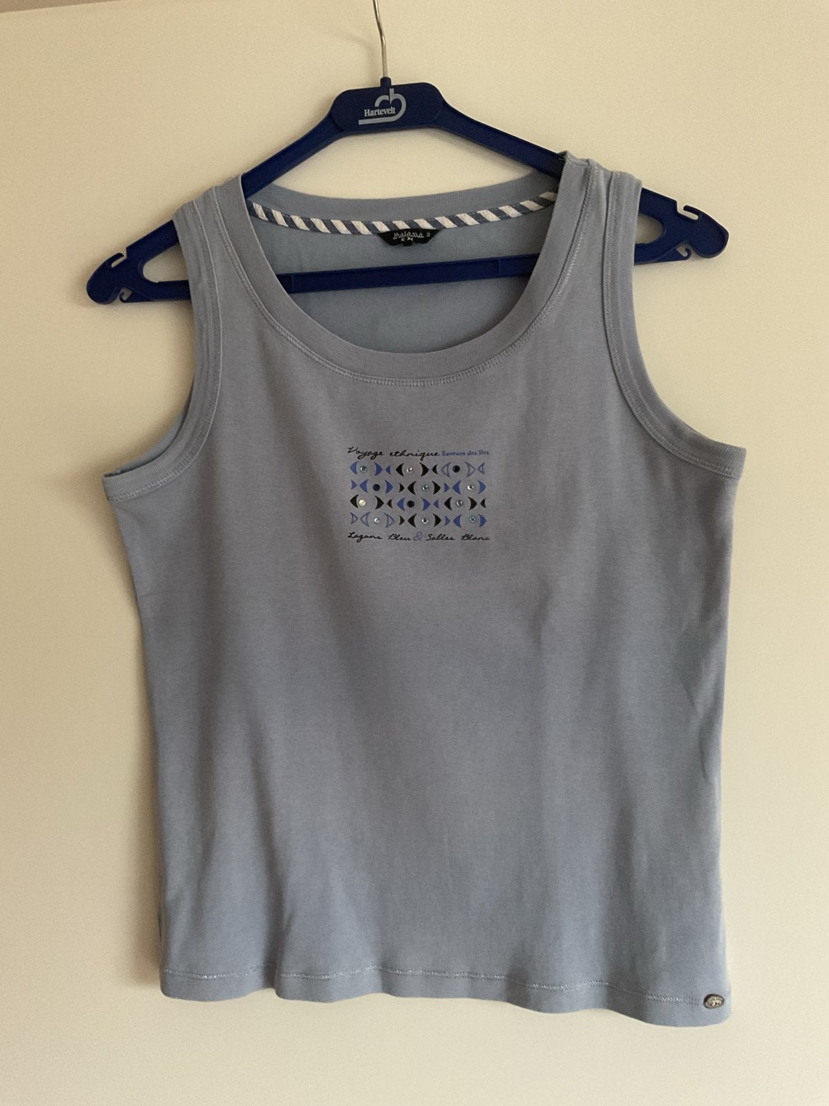 Thalassa Hemdje - Lichtblauw met print, Maat 38/40 (M), Blauw, Ophalen of Verzenden, Zo goed als nieuw