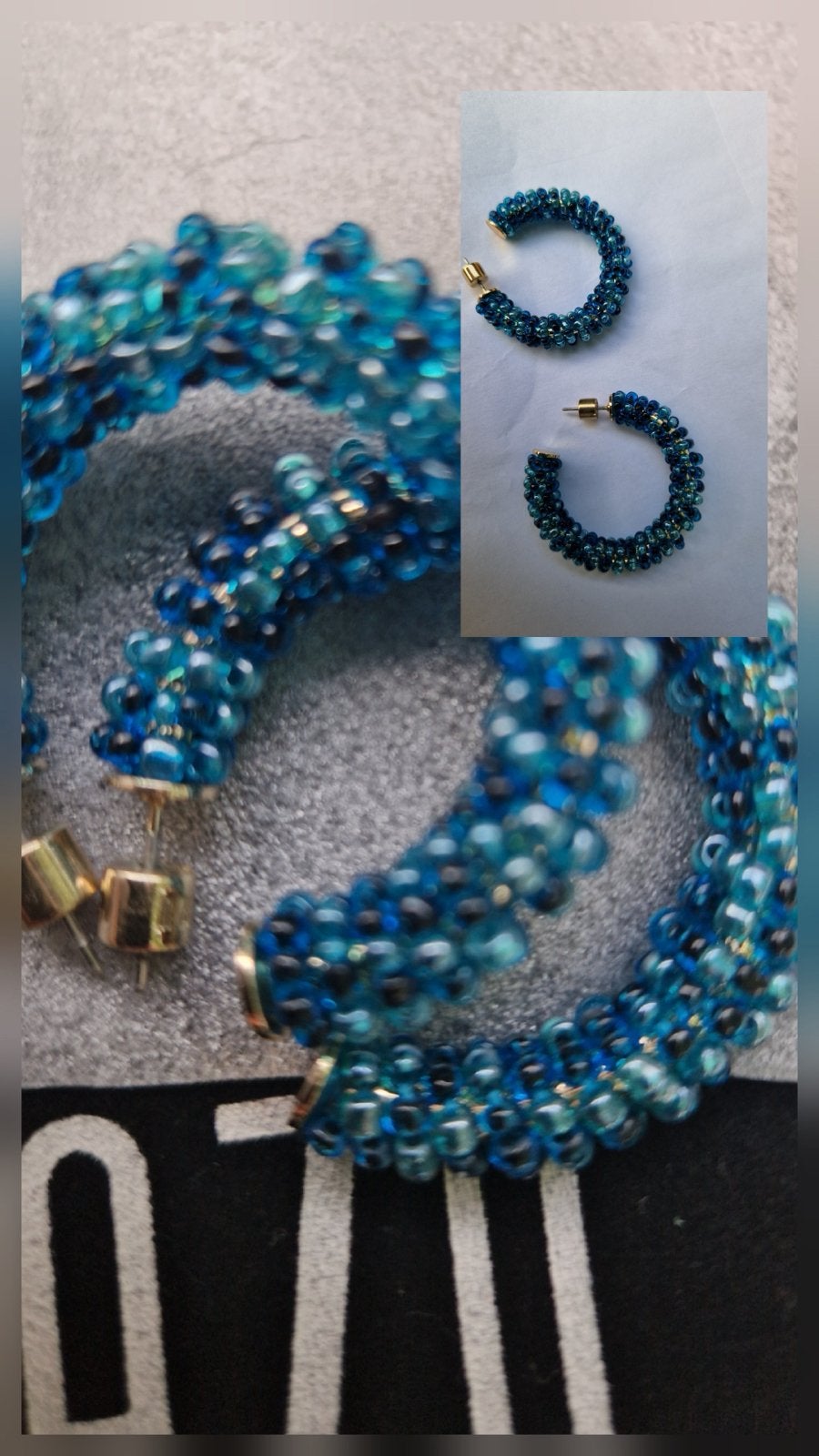 Otazu oorbellen, petroleum kleur, gouden afwerking, Sieraden, Tassen en Uiterlijk, Oorbellen, Overige materialen, Hangers, Overige kleuren