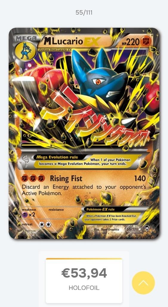 Pokémon kaart: MLucario EX (mega), Ophalen, Nieuw, Losse kaart