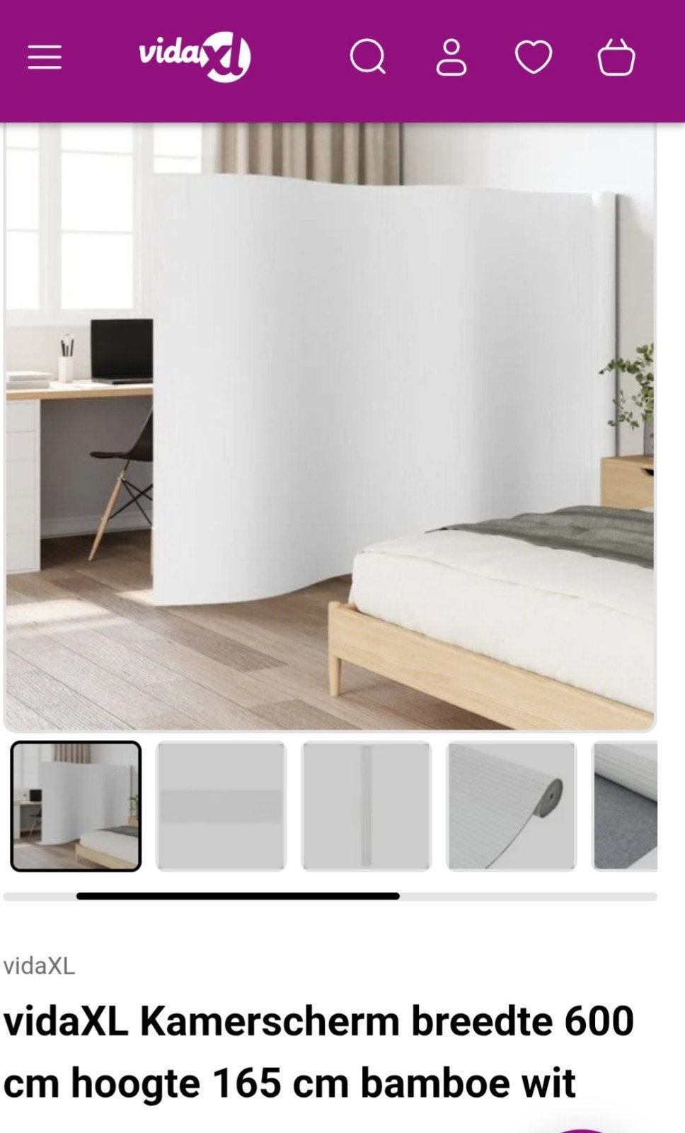 Nieuw Kamerscherm/Tuinscherm 6 meter breed - Wit Bamboe, Huis en Inrichting, Ophalen, Nieuw