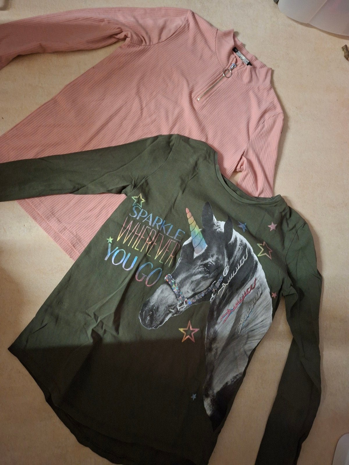 maat 146 162 C&A trui winter longsleeve meisje roze paarden, Gebruikt, C&A, Meisje, Trui of Vest