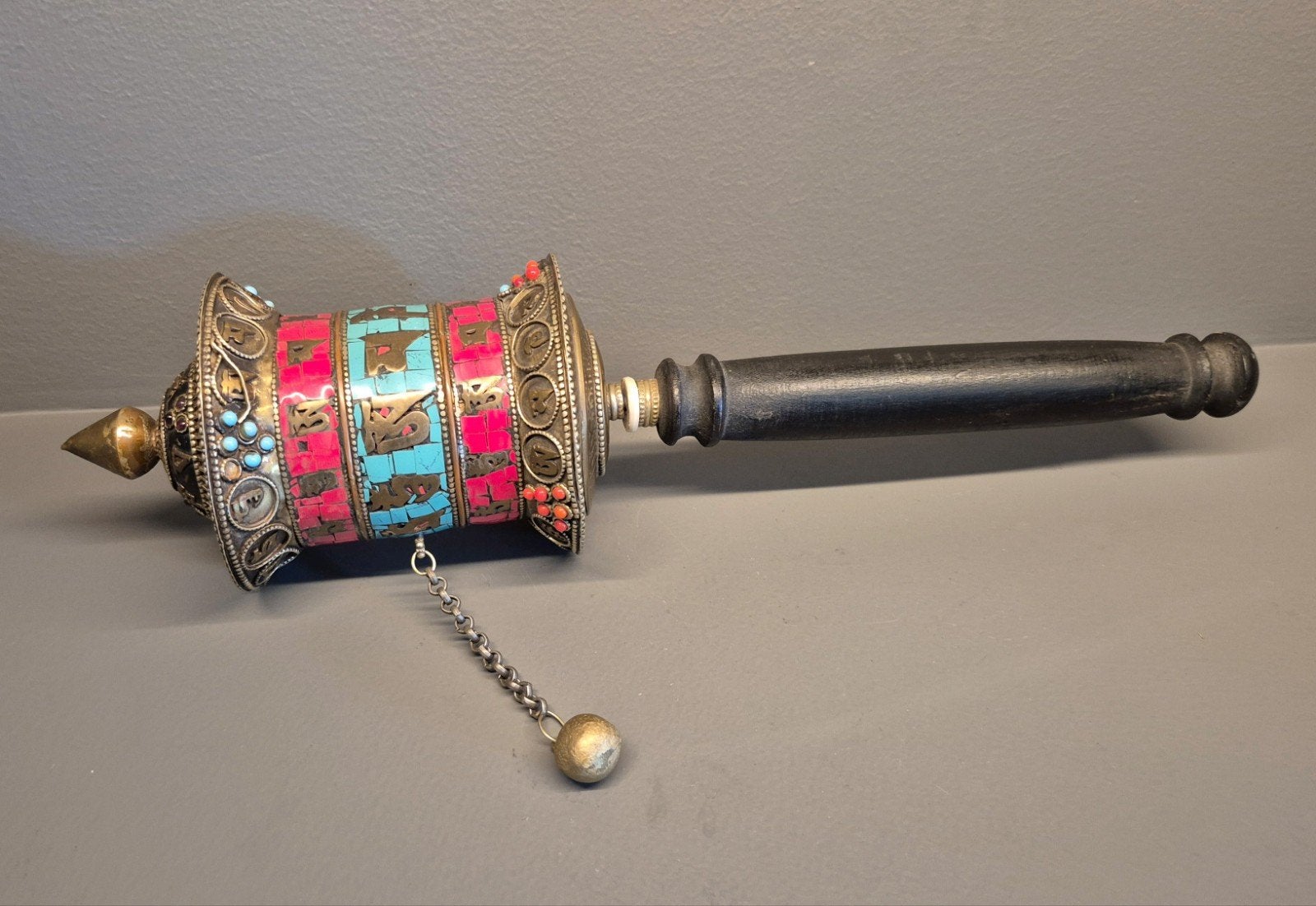 Grote ingelegde gebedsrol uit Tibet incl Gebed 36 CM, Ophalen of Verzenden