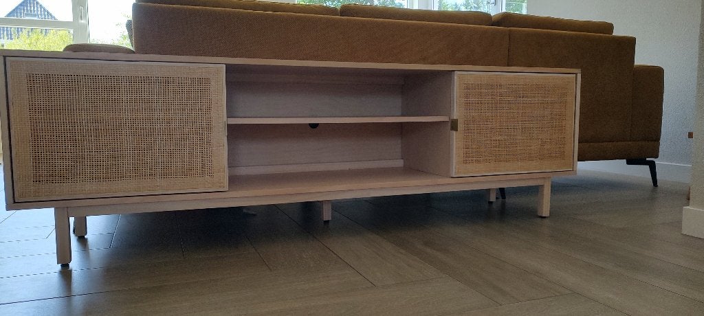 TV-dressoir Doddy - hout/webbing - 54x180x39 cm, Ophalen, Gebruikt, Overige materialen, 100 tot 150 cm
