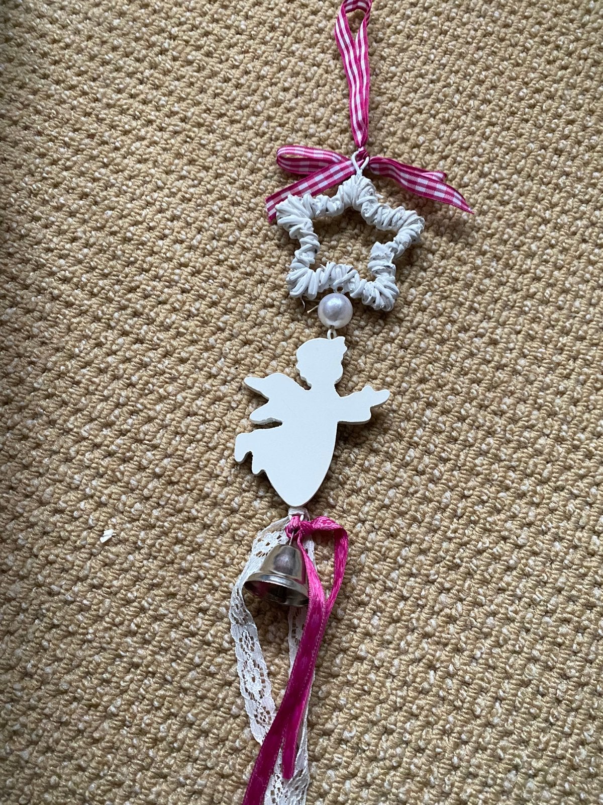 Nieuw decoratie hanger roze wit engel belletje, Ophalen, Nieuw