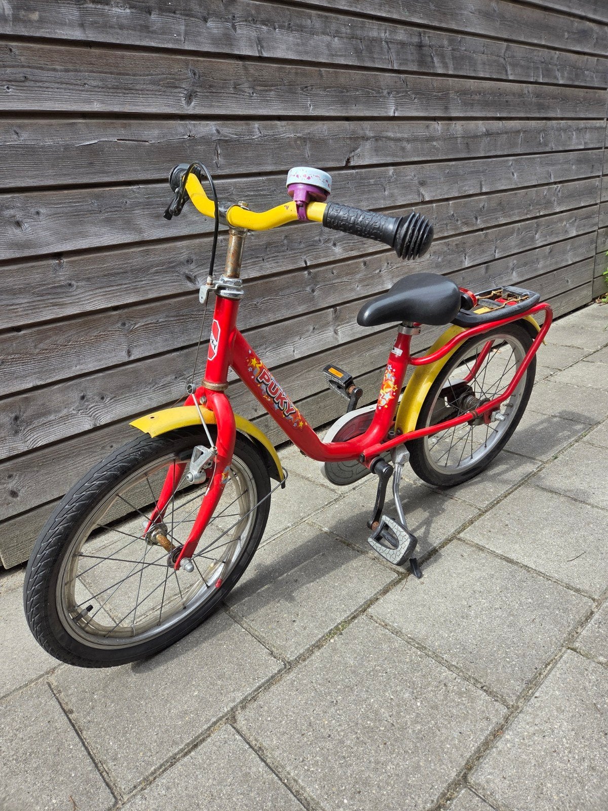 Puky kinderfiets rood/geel 18 inch - Gebruikt, Ophalen, Terugtraprem, Puky, 16 tot 20 inch