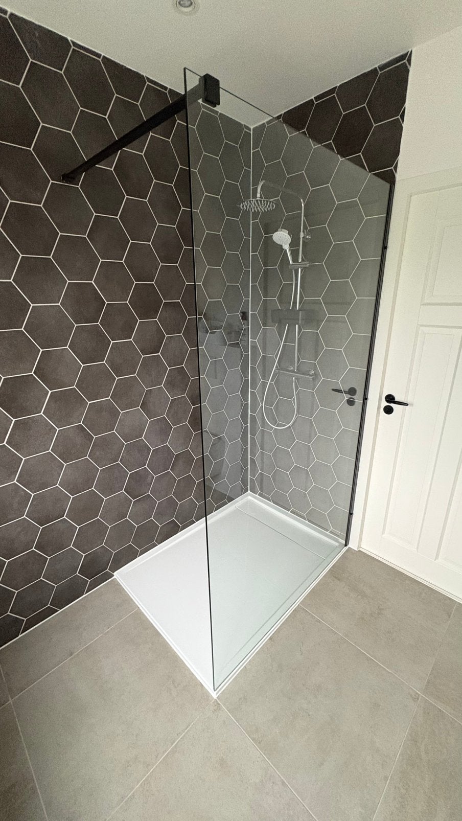 Inloopdouche 120x200cm, zwart, veiligheidsglas, helder, Ophalen, Zo goed als nieuw, Douche