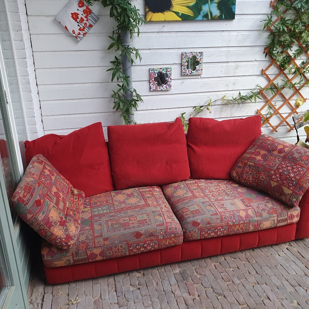 Bank Roche Bobois, 2.5 zits, goede staat, rood/kleurig, Ophalen, Gebruikt, 150 tot 200 cm, 75 tot 100 cm