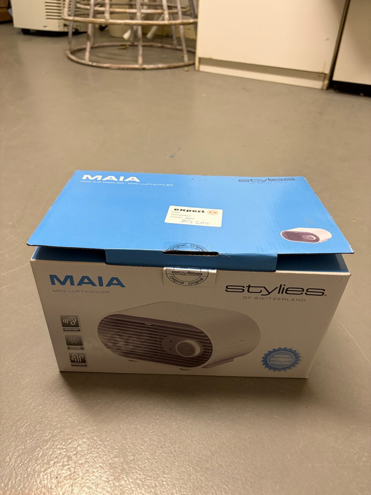 Styllies Maia Mini Luchtkoeler - Compact en Efficiënt, Tafel- of Grondventilator, Minder dan 60 m³, Ventileren, Nieuw