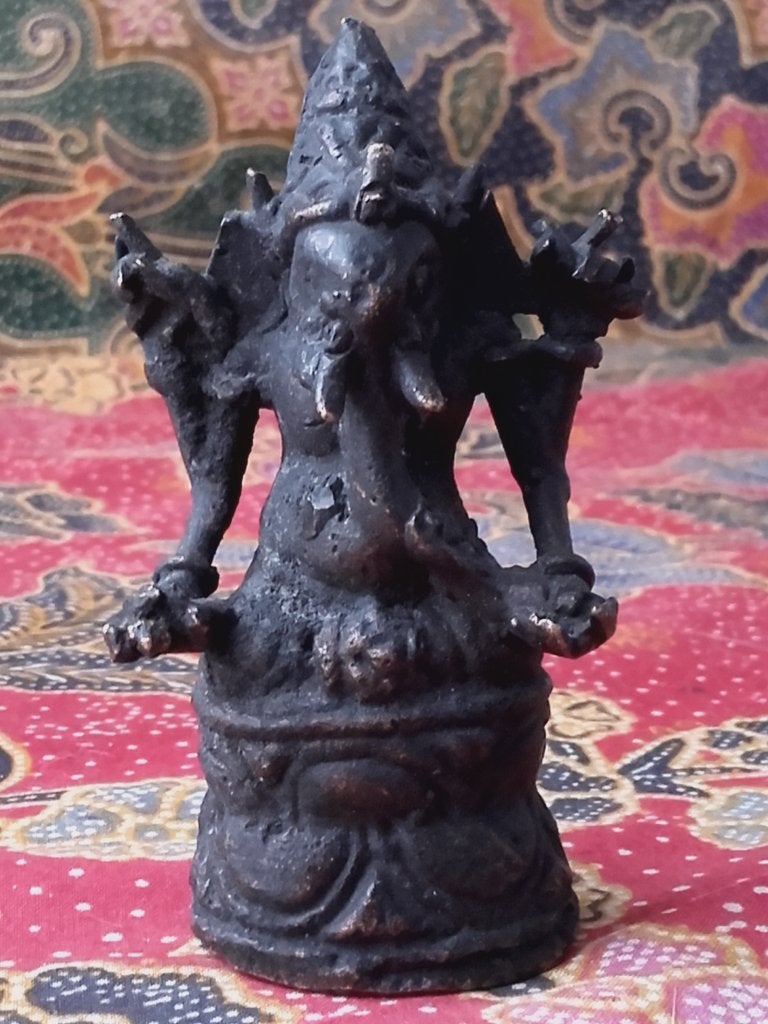 Origineel antiek brons beeldje uit India van Ganesha 8,2 cm., Antiek en Kunst, India, Handgemaakt, Ophalen of Verzenden, Brons