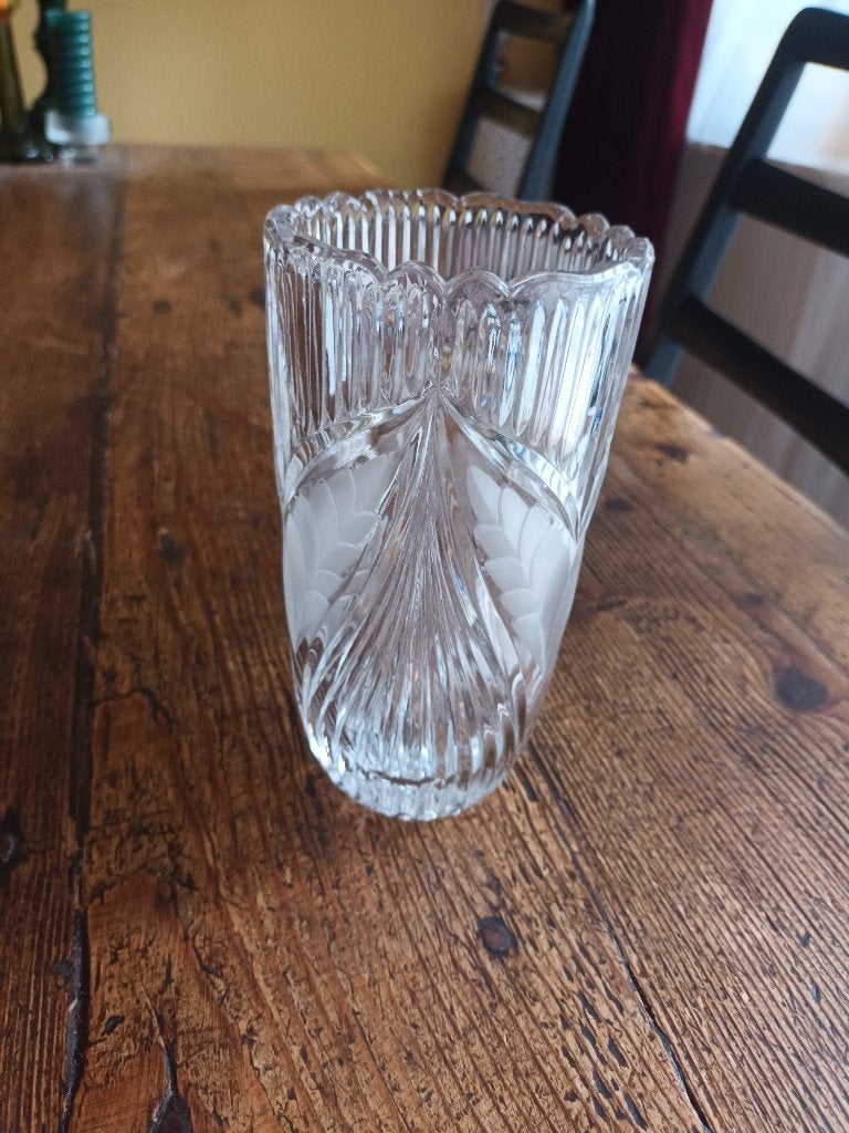 Anna Hütte Bleikristall /Kristal Vaas/Vintage, Transparant, Ophalen of Verzenden, Met patroon/structuur, 17 cm