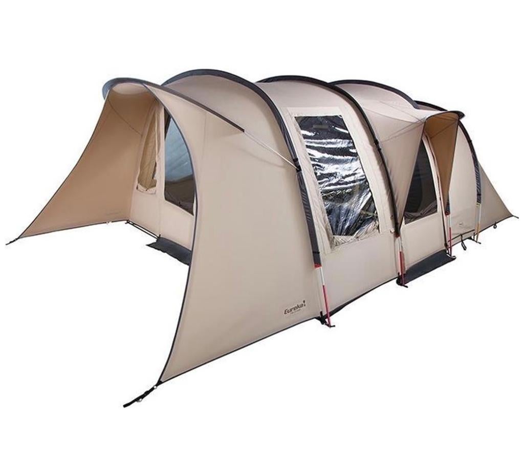 Eureka Grand BTC Tent met Luifel, Grondzeil en Tapijt, Ophalen, Gebruikt, Tot en met 5