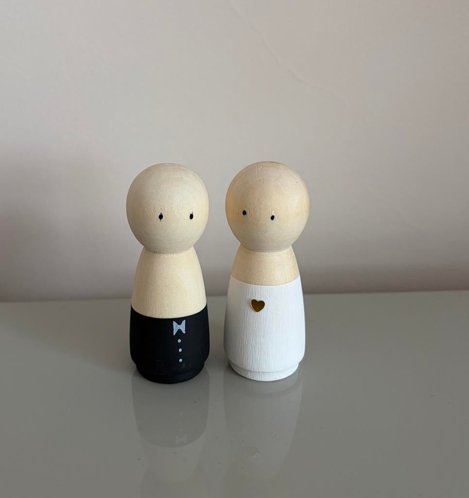 Bruidspaar, cadeau bruiloft, pegdolls, huwelijk, Verzenden, Nieuw, Handgemaakt, Hout
