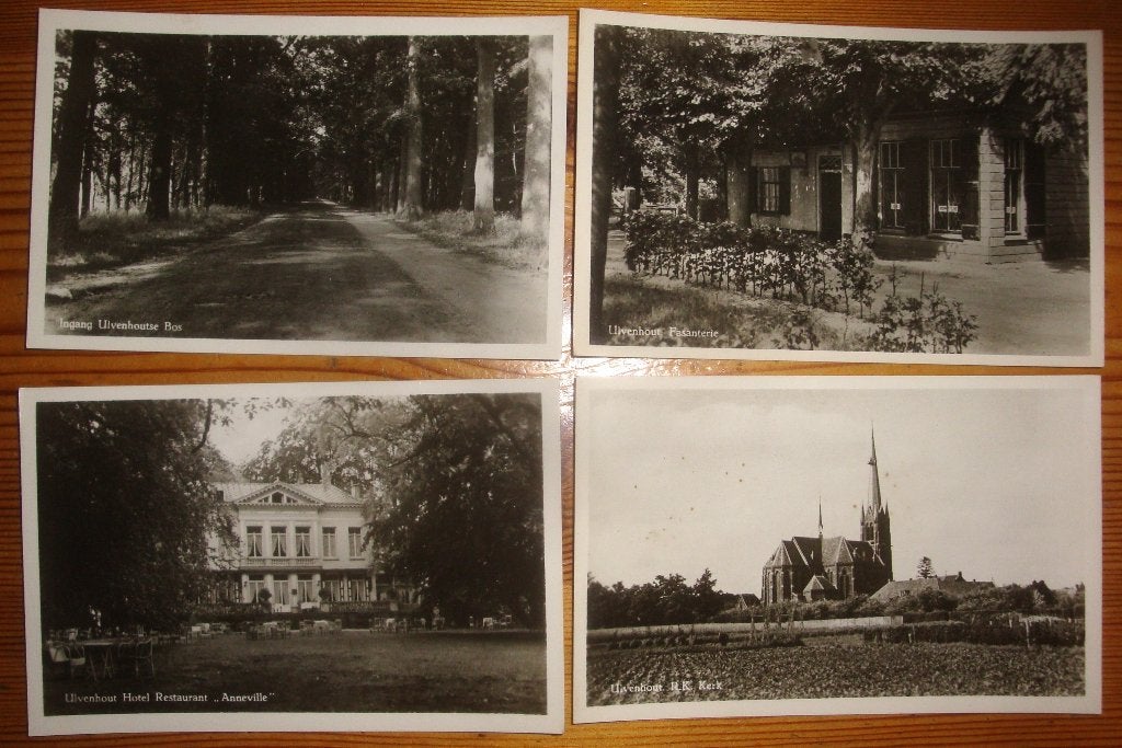 4 Ansichtkaarten Ulvenhout, in goede staat, niet verzonden, Ophalen of Verzenden, 1940 tot 1960, Ongelopen, Noord-Brabant