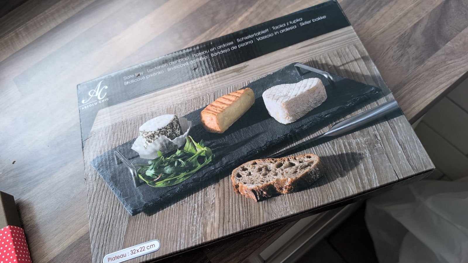 Nieuw kaasplankje van leisteen - 32x22 cm, Ophalen, Snij-/serveerplank, Nieuw, Zwart