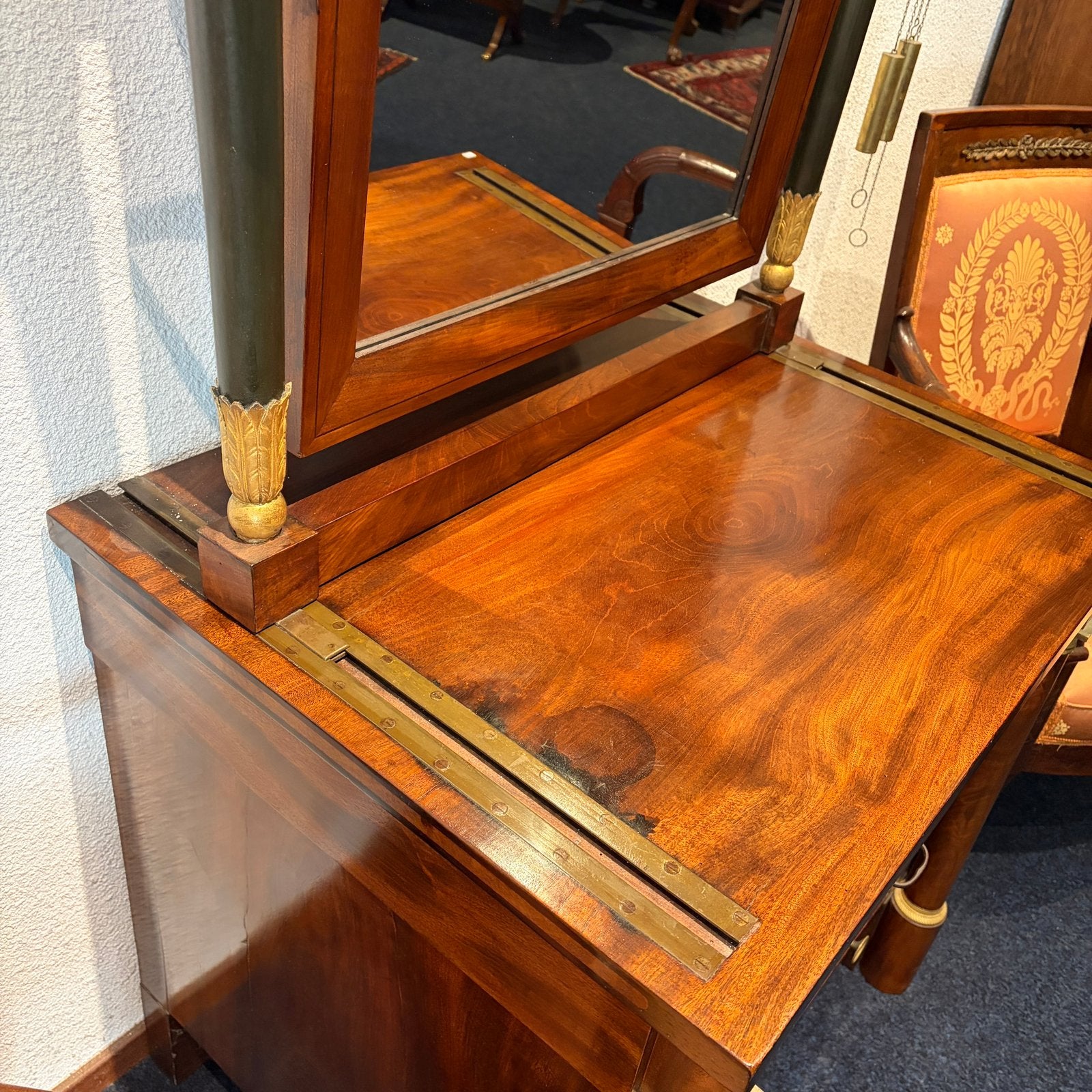 Antieke Empire Kaptafel Spiegel Mahonie, Antiek en Kunst, Ophalen