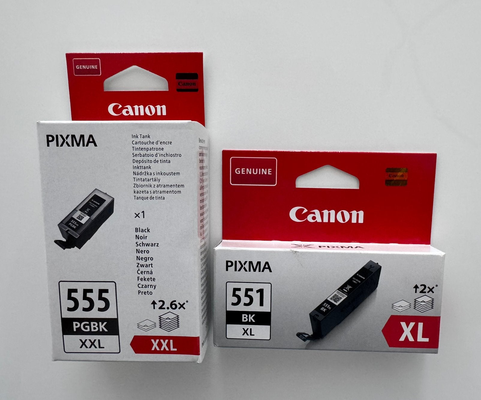 Canon inktcartridges PGBK-555 XXL en BK-551 XL, Ophalen of Verzenden, Nieuw