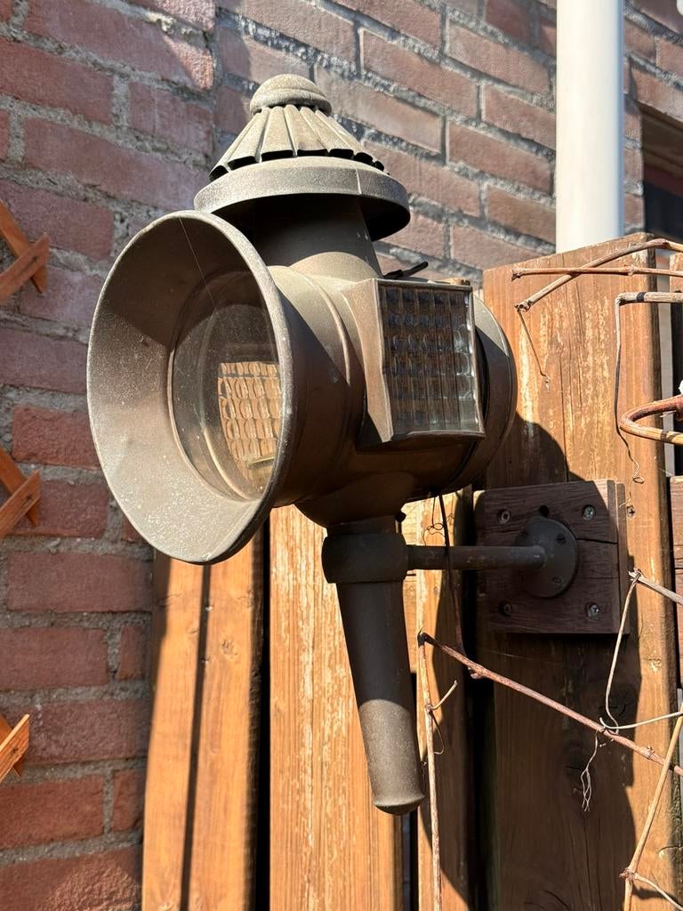 Koperen koetsierslamp intact met glas, Tuin en Terras, Buitenverlichting, Ophalen of Verzenden, Zo goed als nieuw