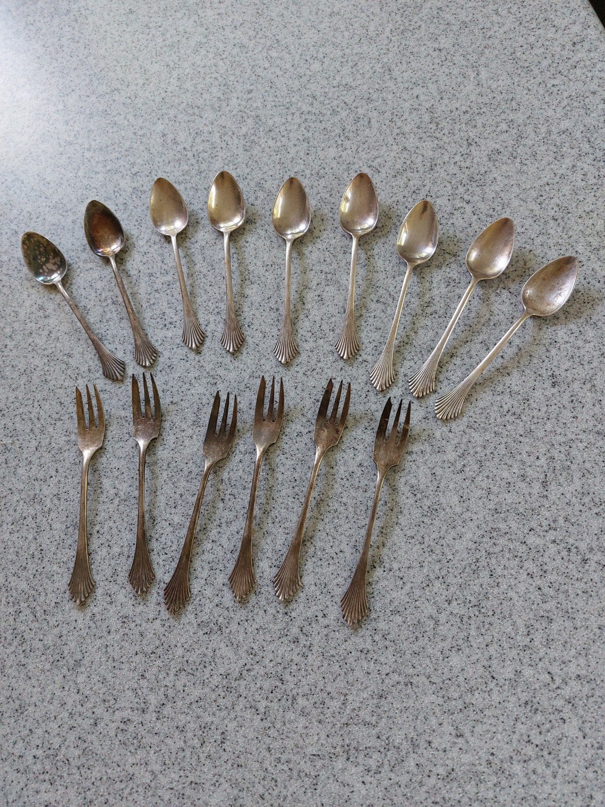Vintage verzilverde lepeltjes/ vorkjes., Ophalen of Verzenden