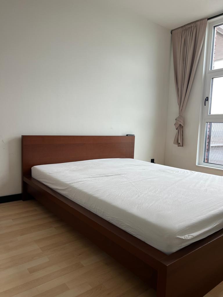 Japandi Bedframe walnoot hout 160x200 – Japanse Stijl, Ophalen, Tweepersoons, Zo goed als nieuw, 160 cm