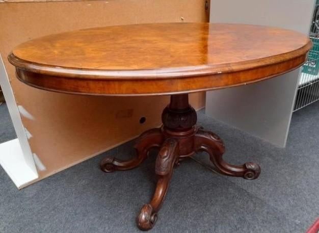 Noten salon tafel hoog model ovaal, Ophalen of Verzenden