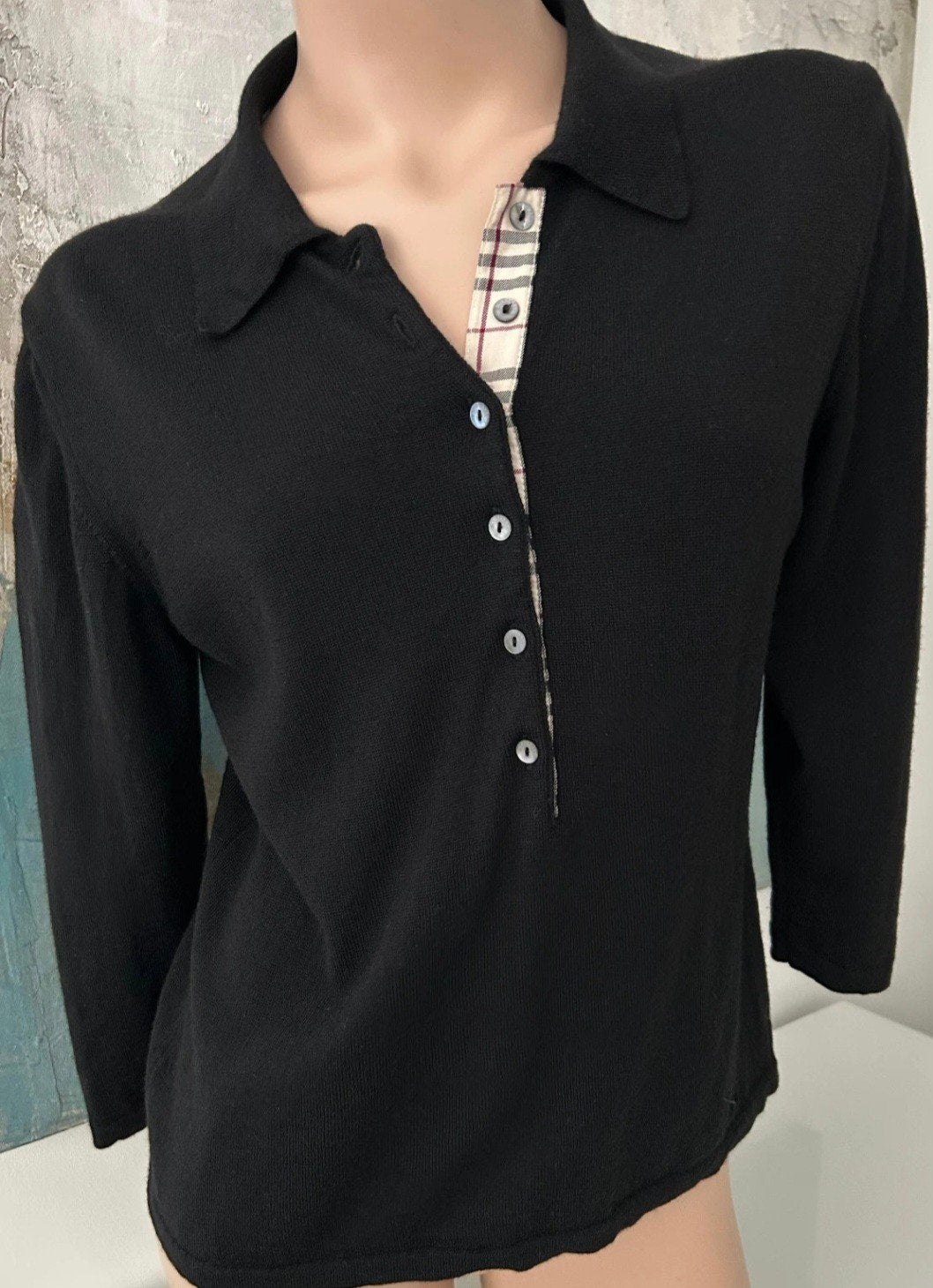 Burberry polo trui 100% wol, Zwart, Ophalen of Verzenden, Burberry, Maat 36 (S)