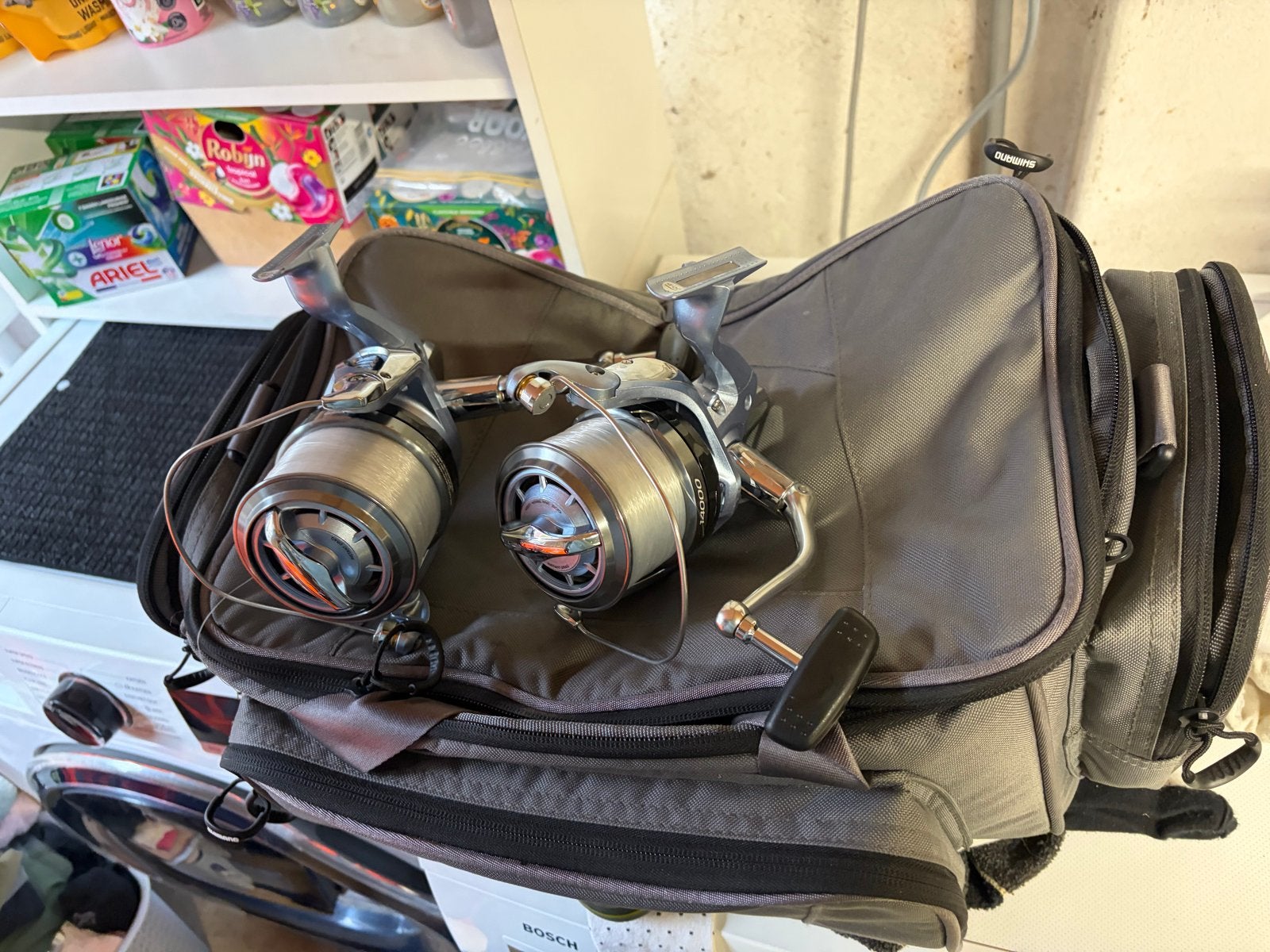 2 Shimano Molens XSB Speedcast & 2 Ultegra Surf Hengels, Watersport en Boten, Ophalen of Verzenden, Gebruikt, Molen