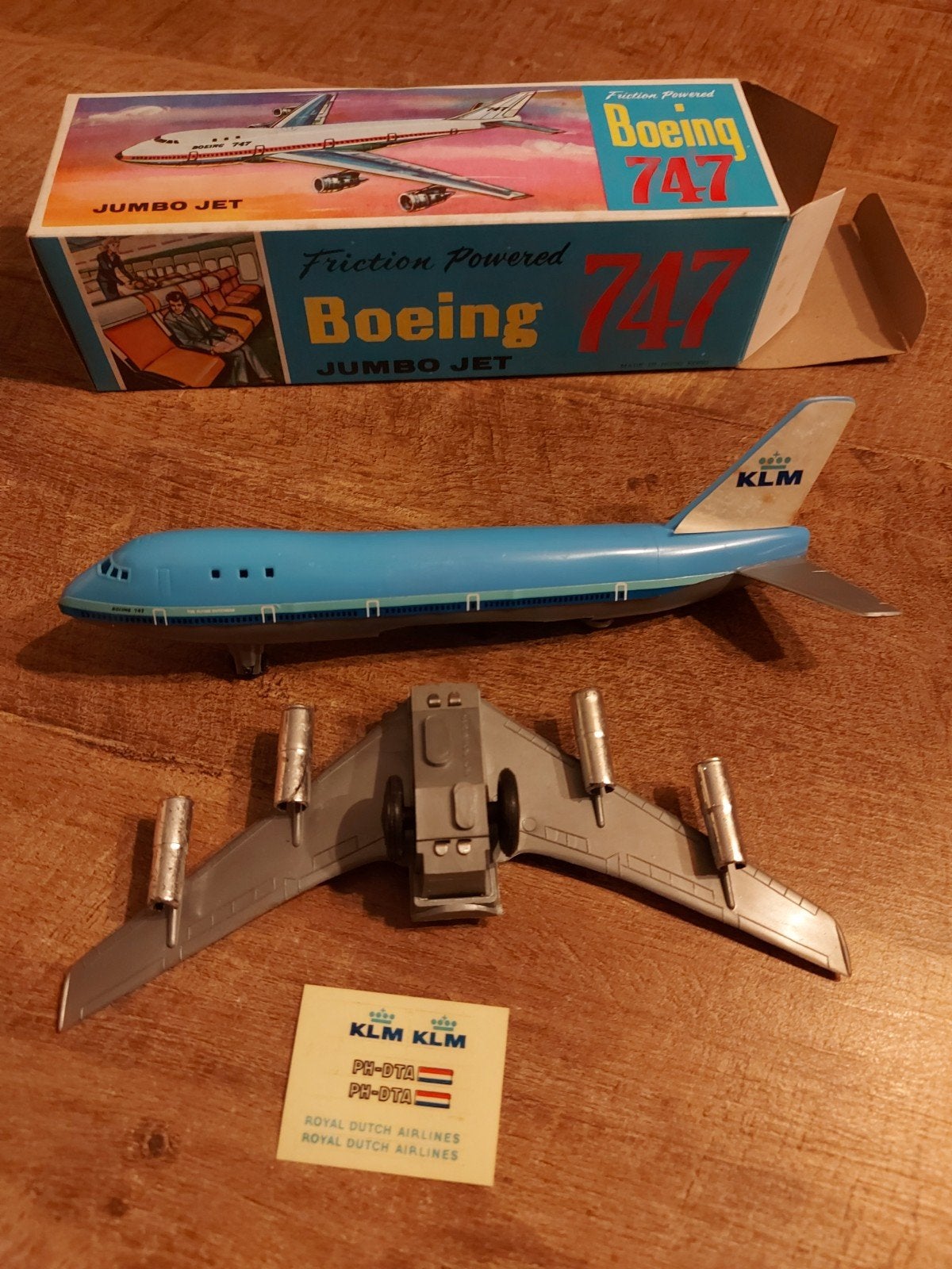 Vintage speelgoed Ichiko Japan Boeing 747 KLM met frictie, Ophalen of Verzenden