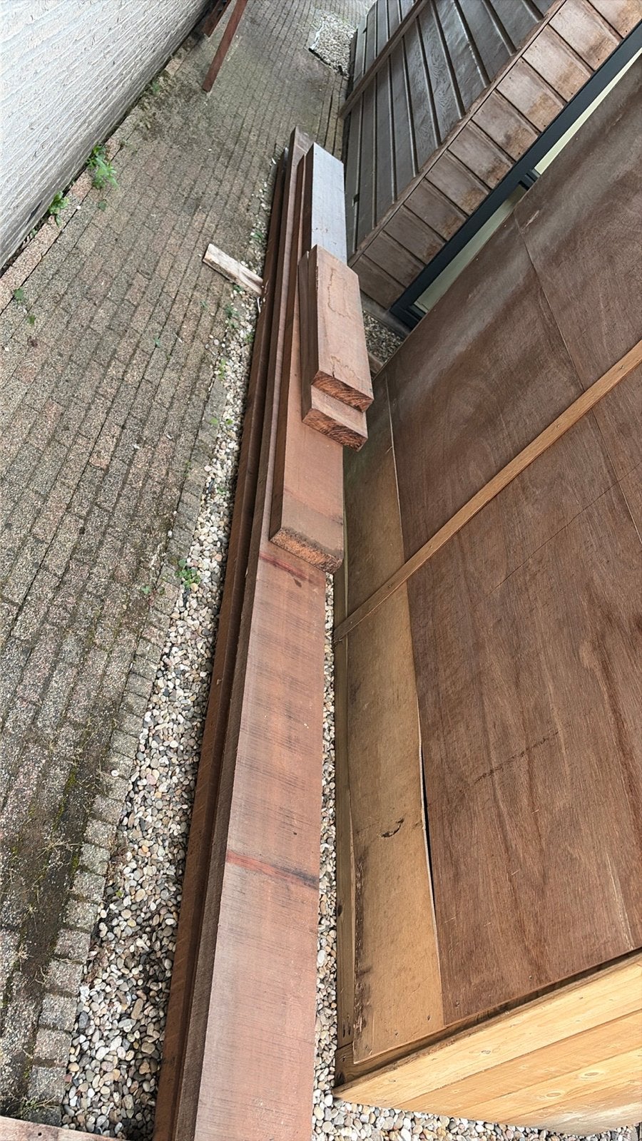 3x Azobé hardhout balken 500x20x5cm, Doe-het-zelf en Verbouw, Hout en Planken, Ophalen, Gebruikt, Balk, Overige houtsoorten