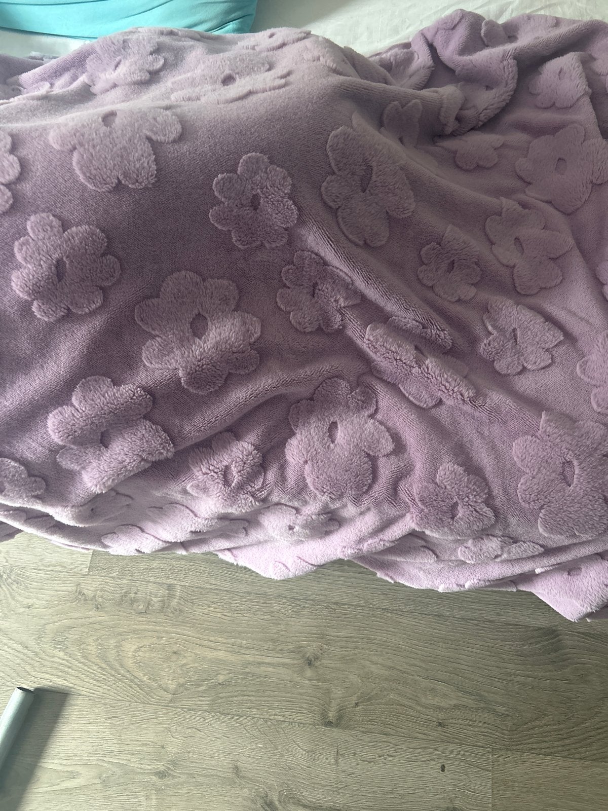 Zacht paars fleece deken met bloemenpatroon, Gebruikt, Overige maten, Paars, Ophalen of Verzenden