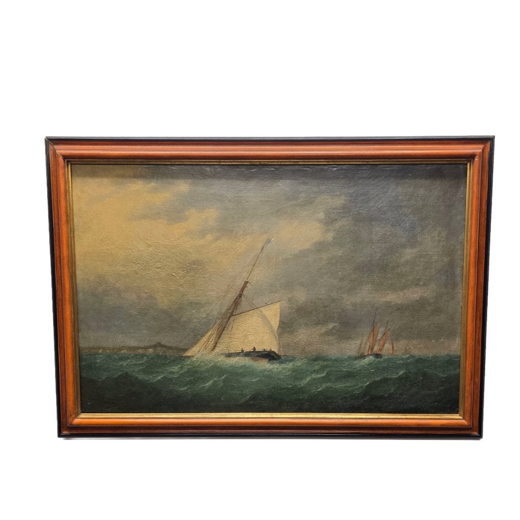Antiek schilderij met zeilboot op ruwe zee, Antiek en Kunst, Kunst | Schilderijen | Klassiek, Ophalen